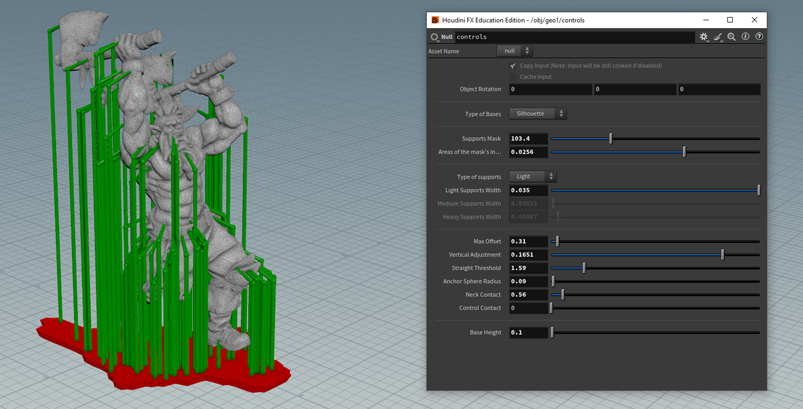 Investigación del sistema procedural de soportes en Houdini